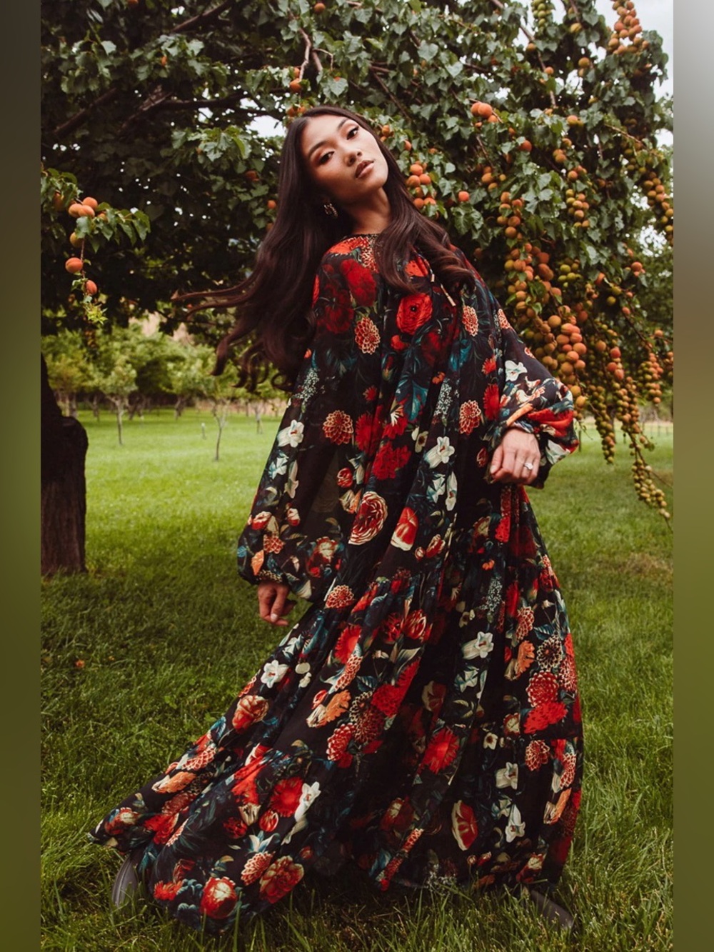 Ivy City Co. Imogen Maxi Dress Moody Floral Boho Large